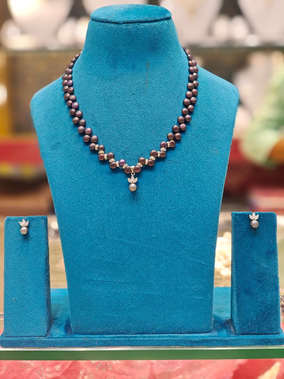 Designer Black Pearls Necklace Set