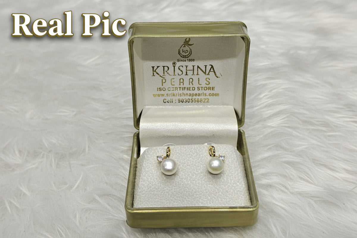 92.5 Silver Post Pin Twin Pearls Earrings