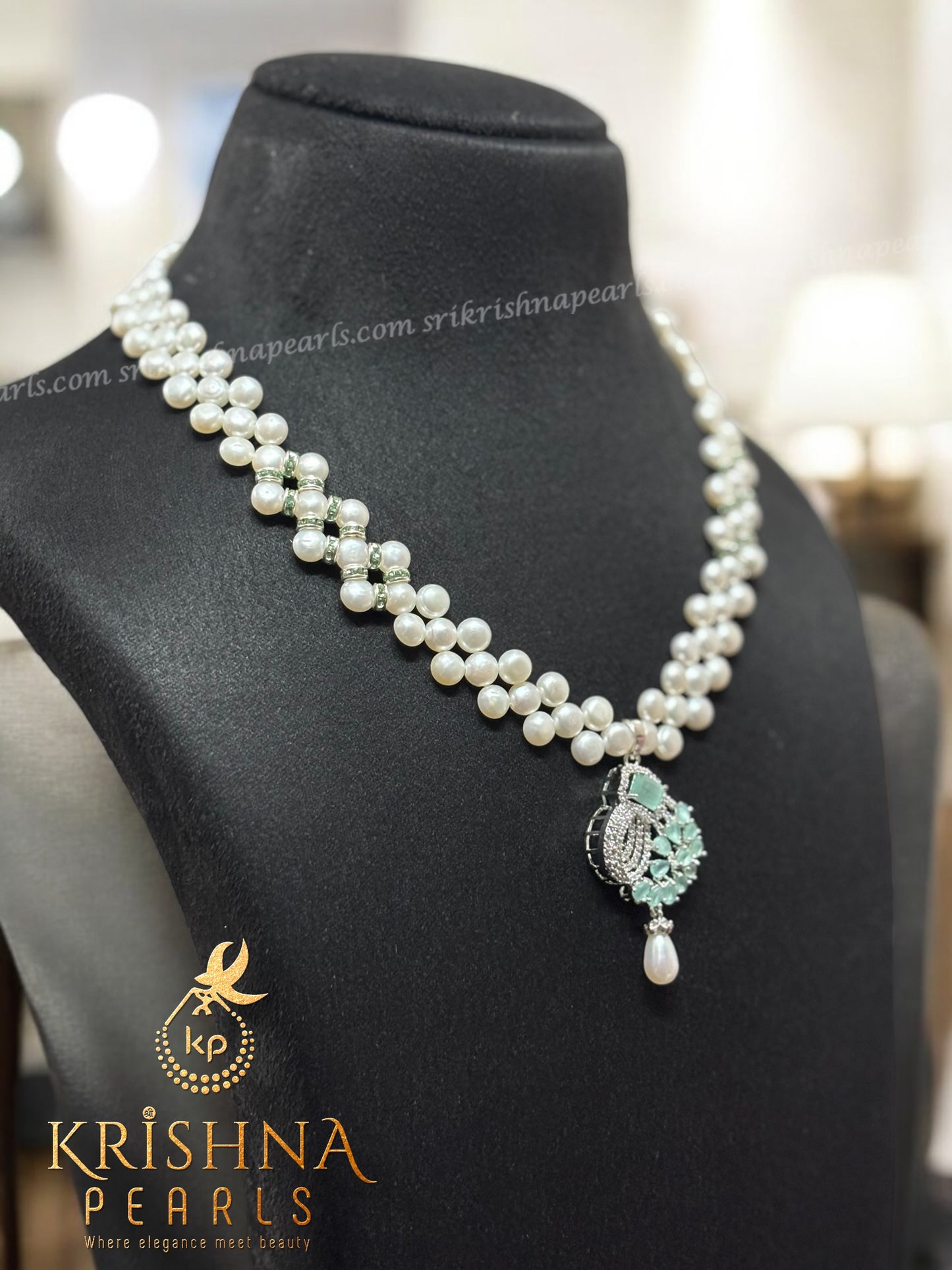 Designer Button Pearl Zig Zag Set