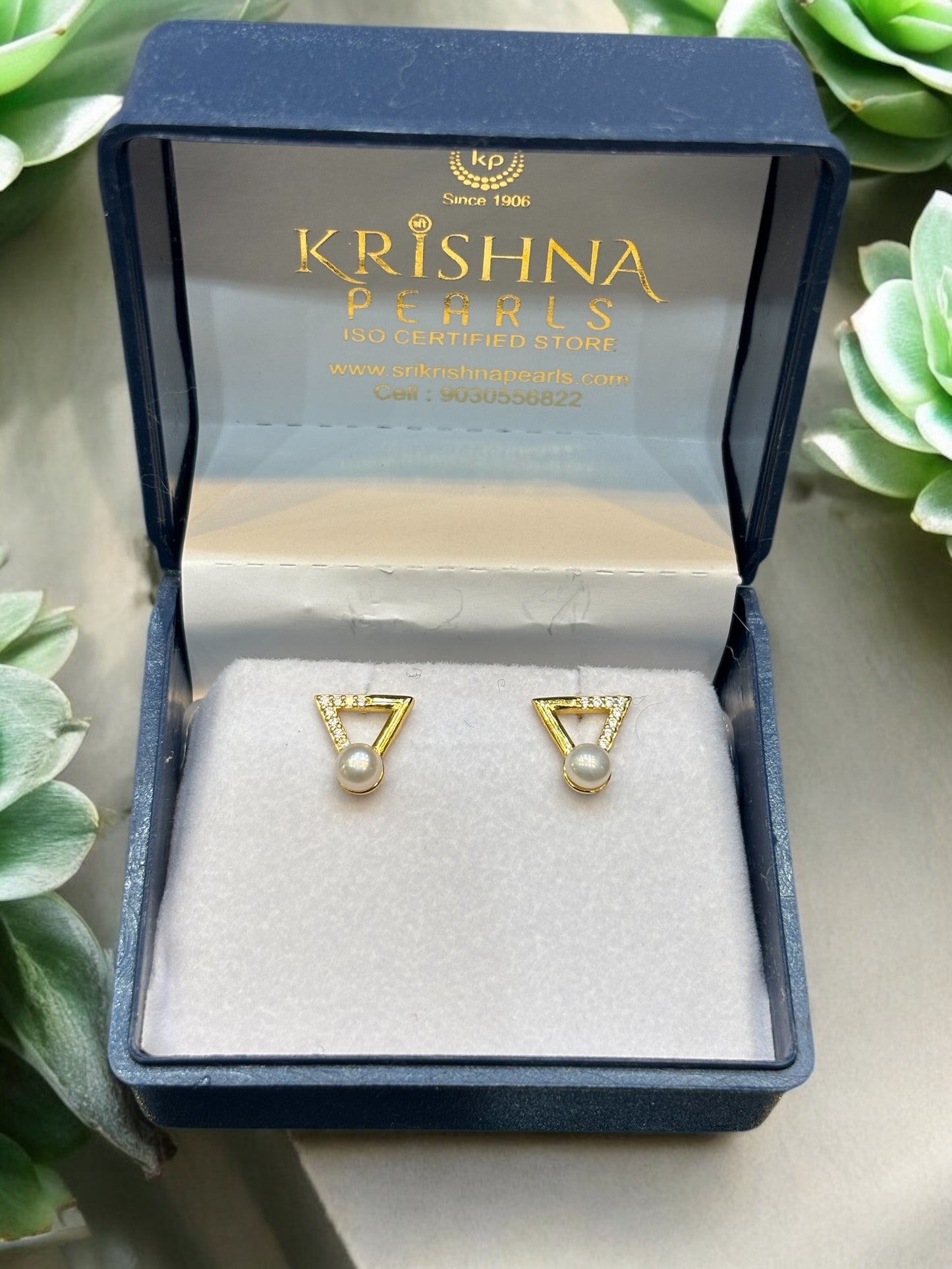 92.5 Silver Trinity Pearl Studded Earrings