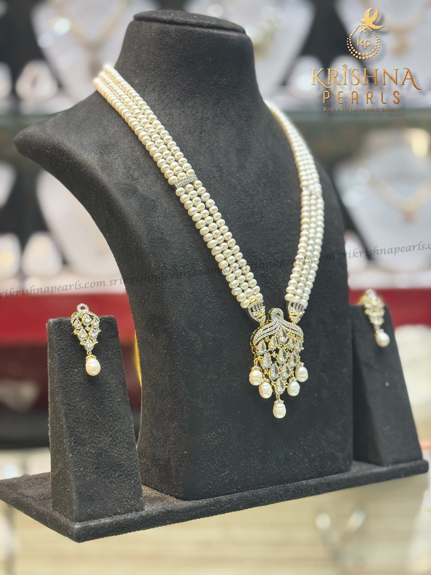 Designer CZ Stones Studded Pearls Mini Rani Haar