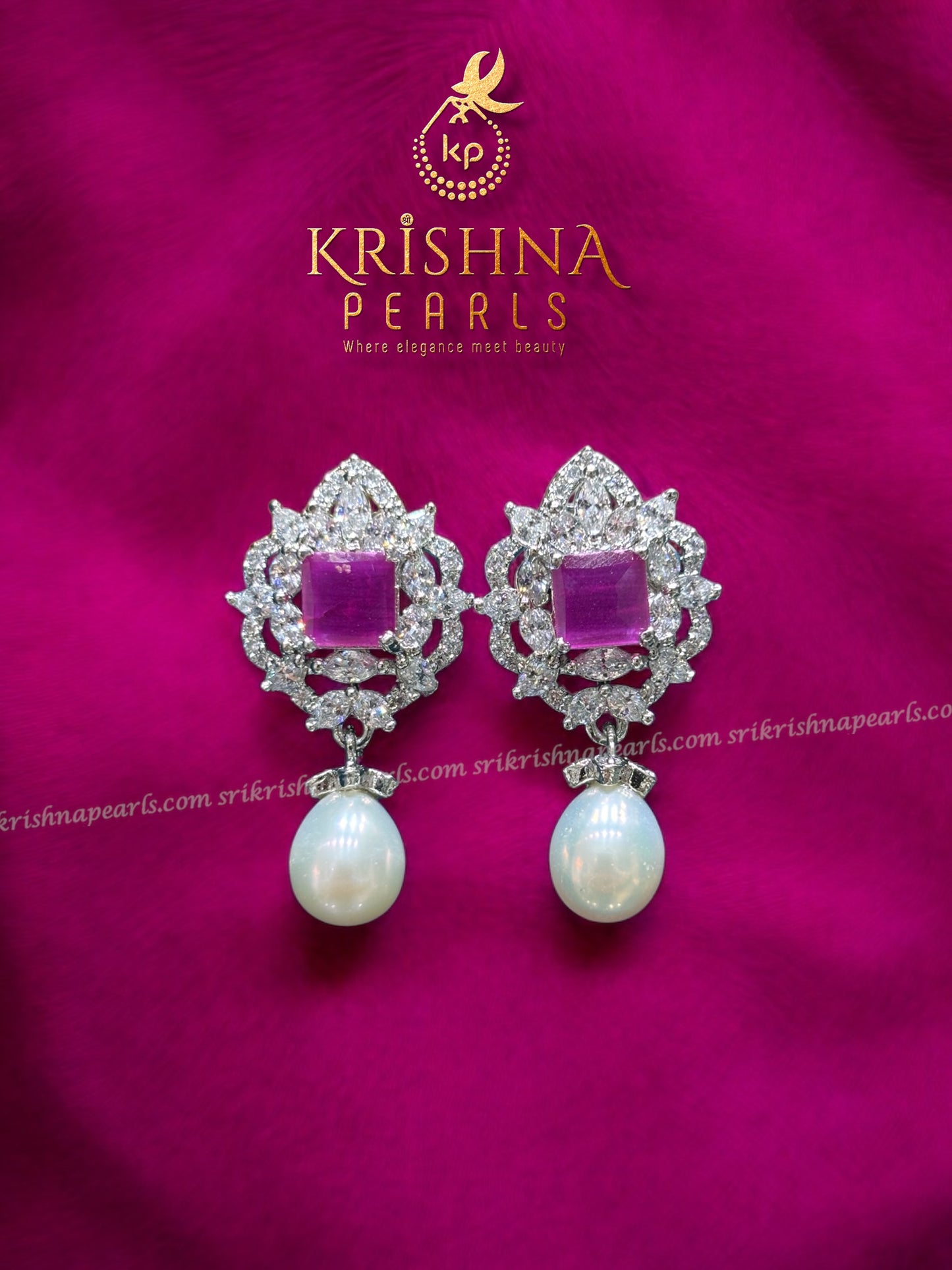 Graceful Red Stone Twin Line Broch Set