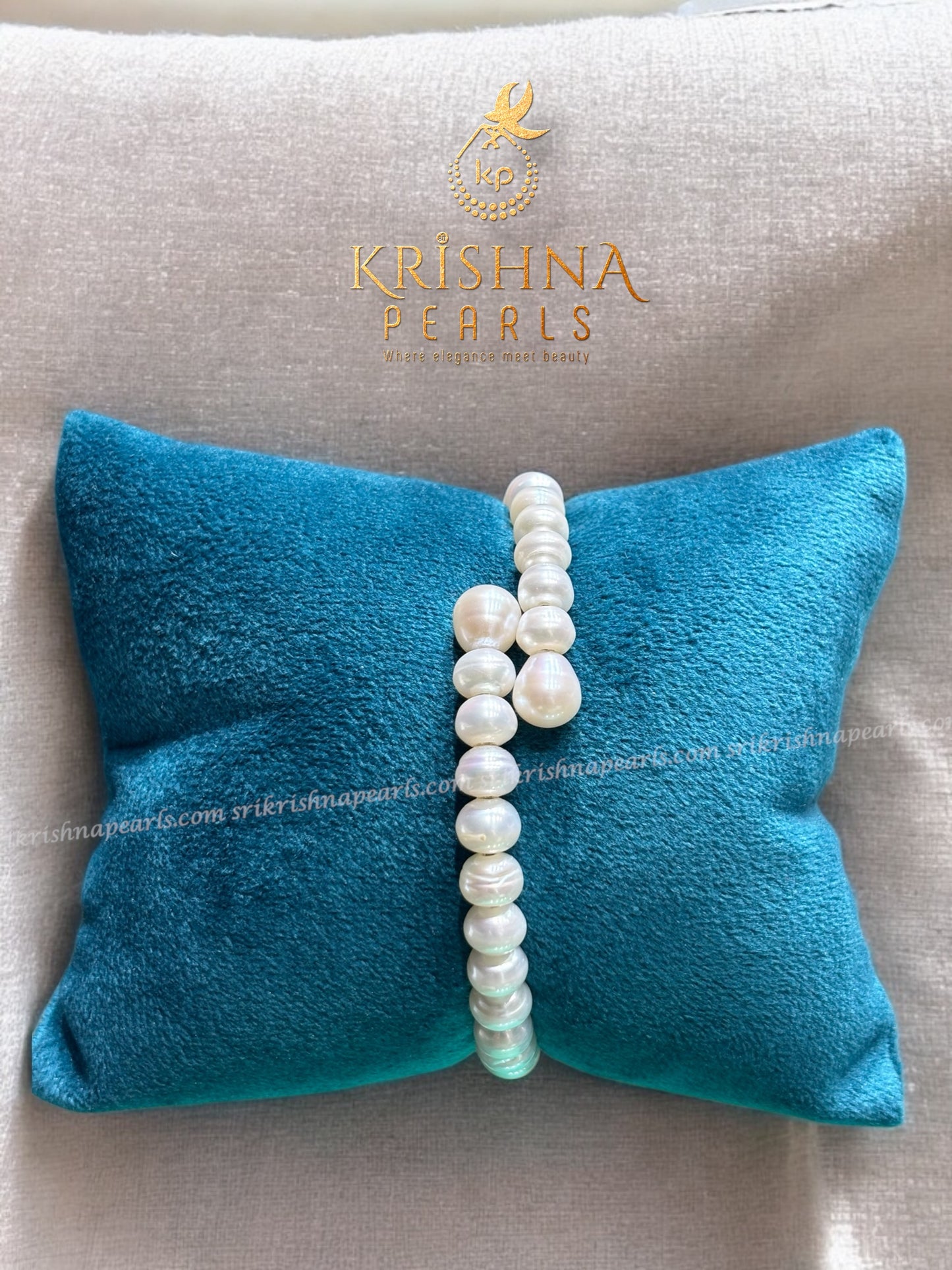 Classy Bangle Style Flat Pearls Bracelet