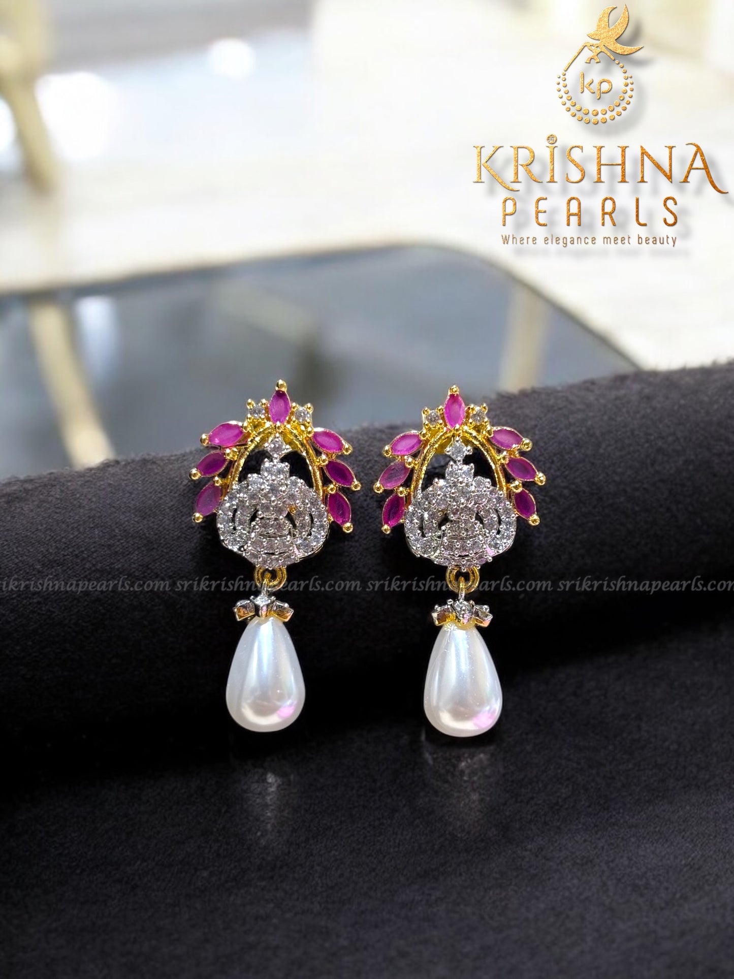 Royal Ruby Pendent With Pearls Necklace Set