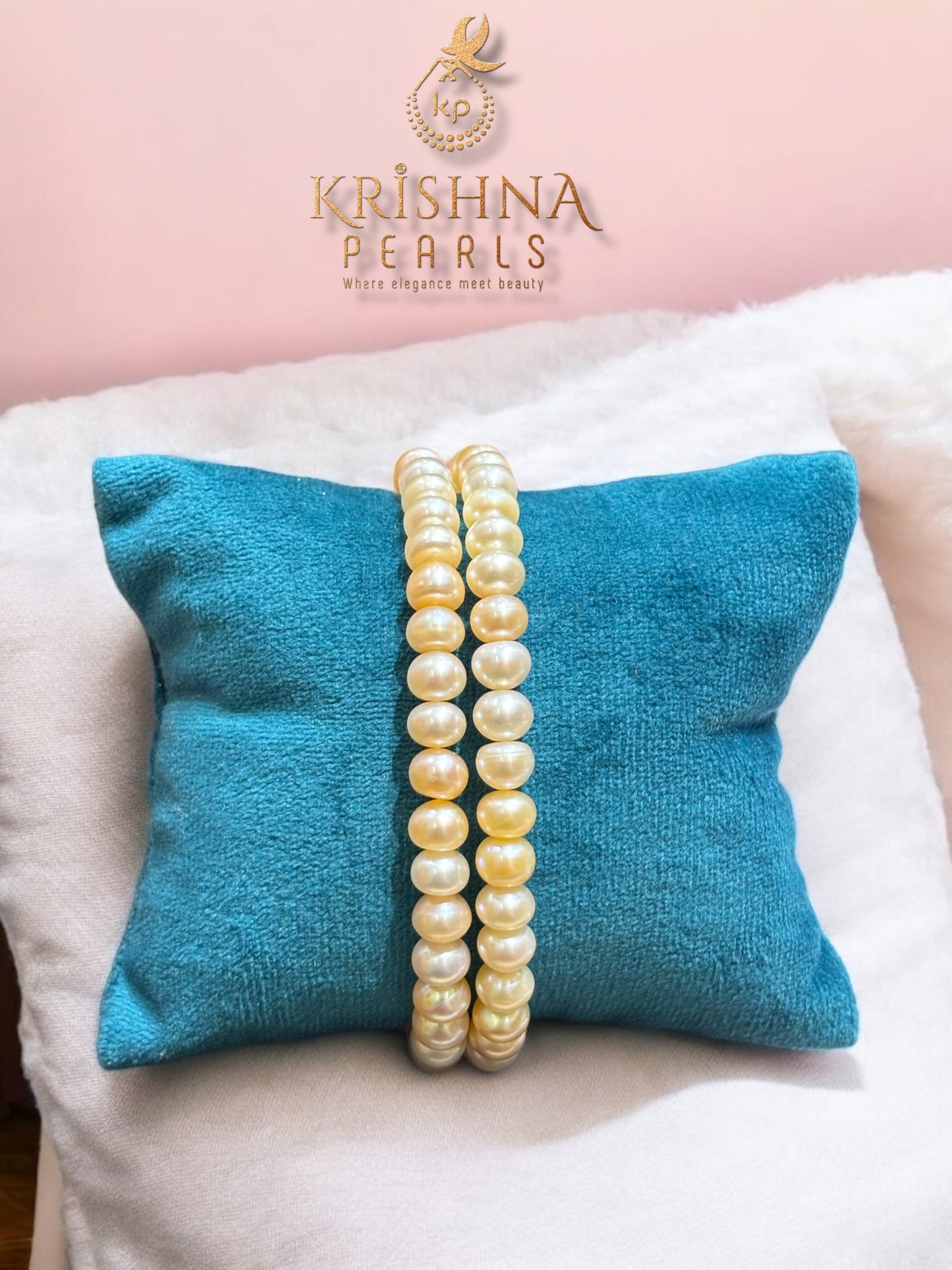 Pretty Pink & White Double Layer Pearls Bracelet