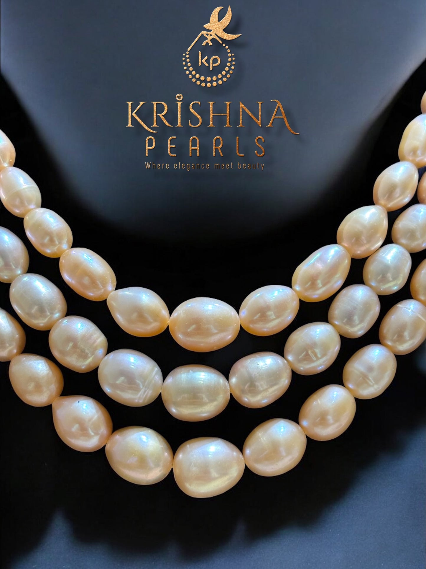 Natural Pink Triple Layer Gradation Pearls Necklace