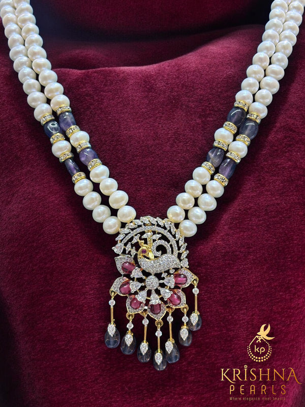 Royal Peacock Blossom Pearls Necklace Set
