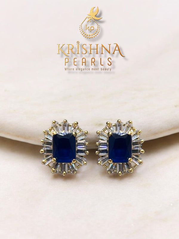 Royal Blue Sapphire Studded Pearls Necklace Set