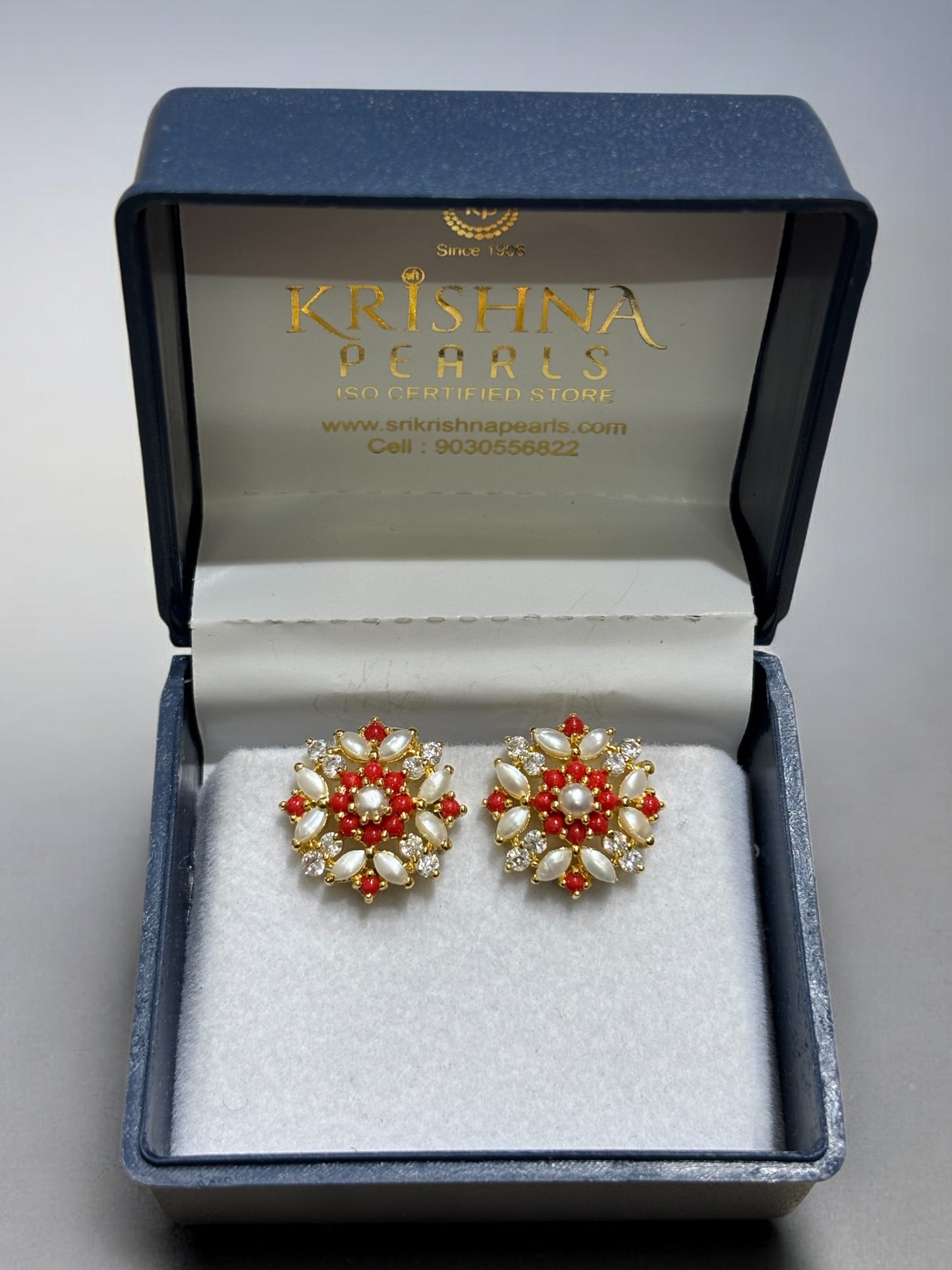 Coral And Pearl Studs