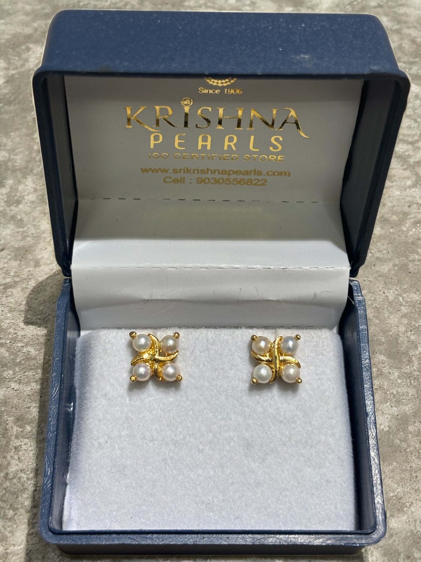 Classic Quad-Pearls Gold Plated Studs