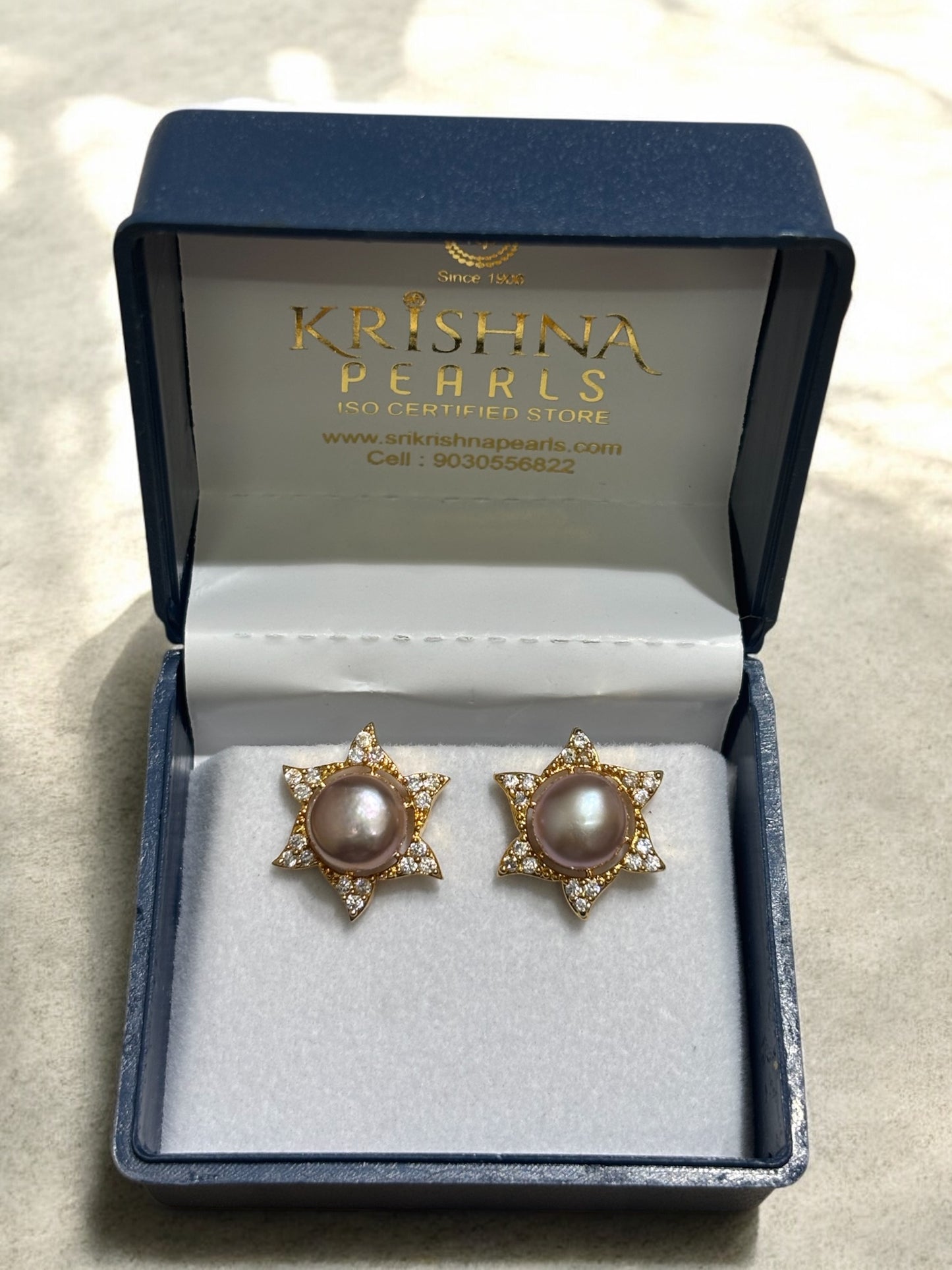 Stellar Grace Pink Pearls Earrings