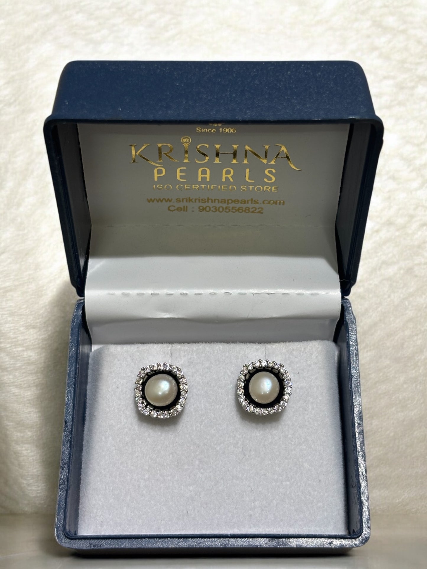 92.5 Silver Post Pin Midnight Aura Pearl Earrings