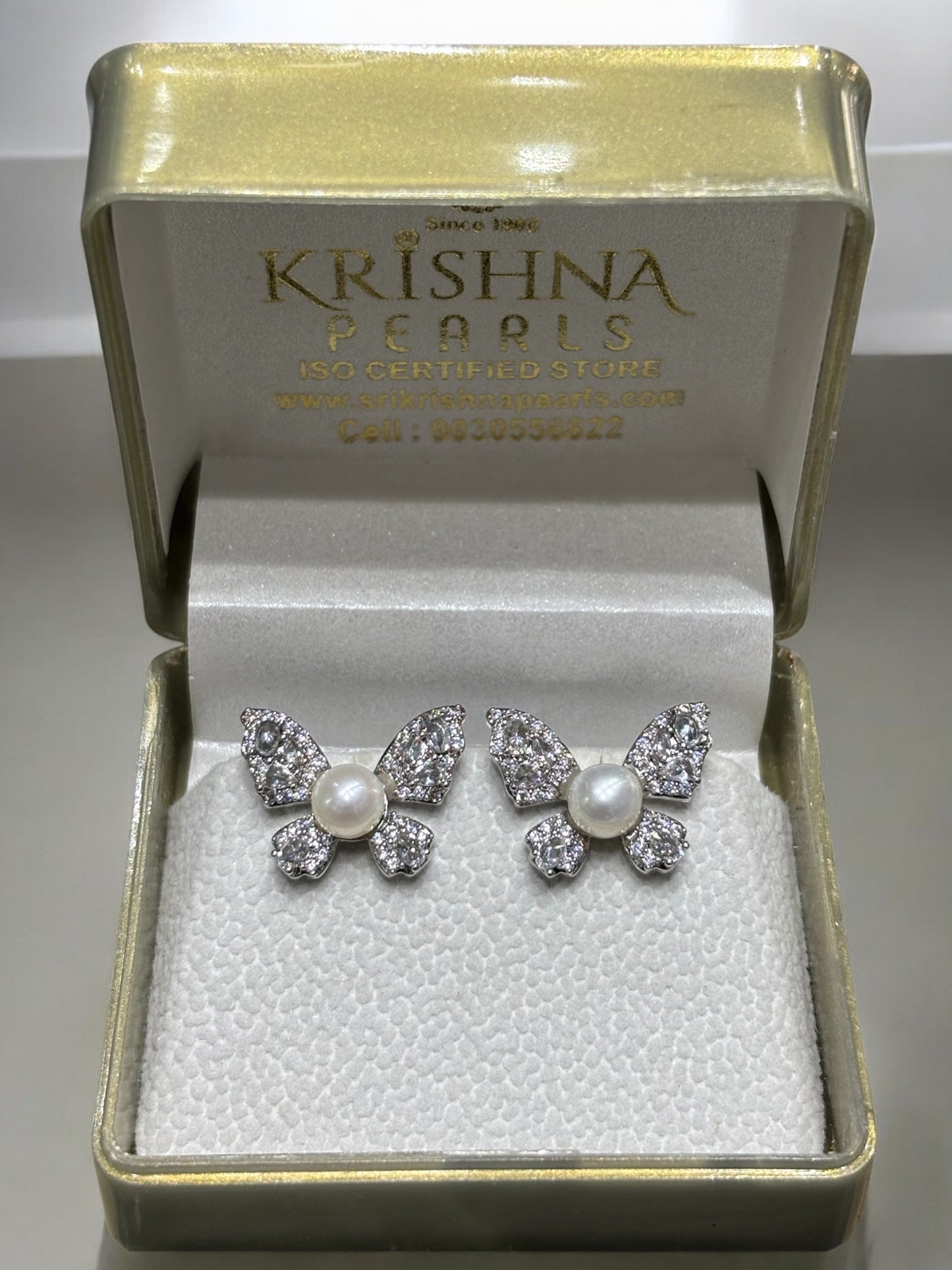 Butterfly Pearl Studded Earrings