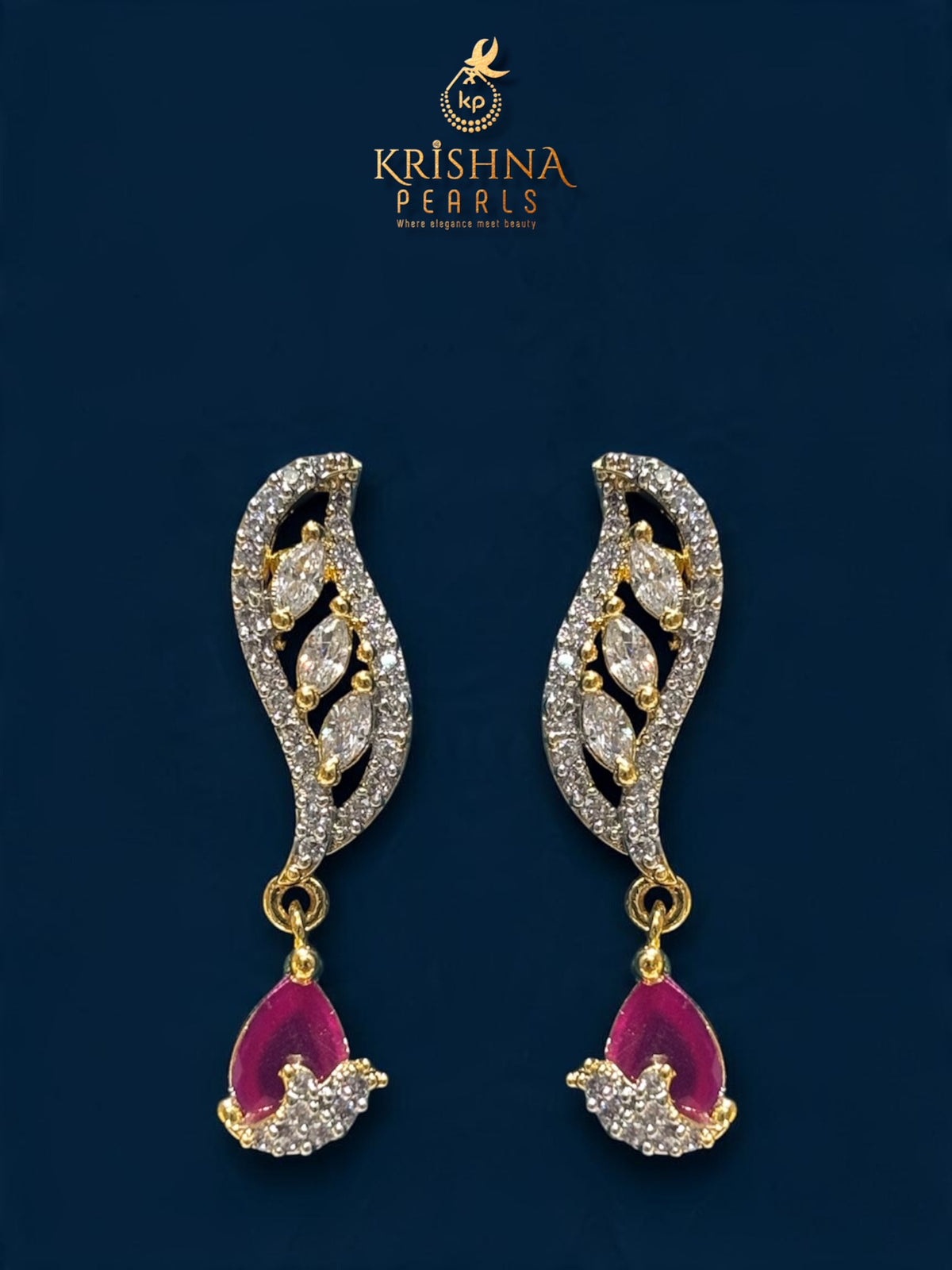 Classy DropCut Ruby Studded Pearls Necklace Set