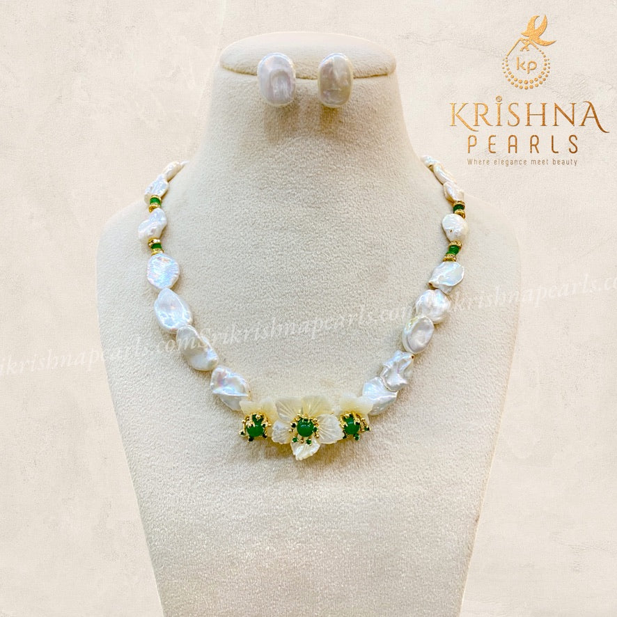 Designer Baroque Pearl With Oyster Flower
