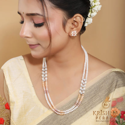 Elegant Pearl Necklace White & Pink