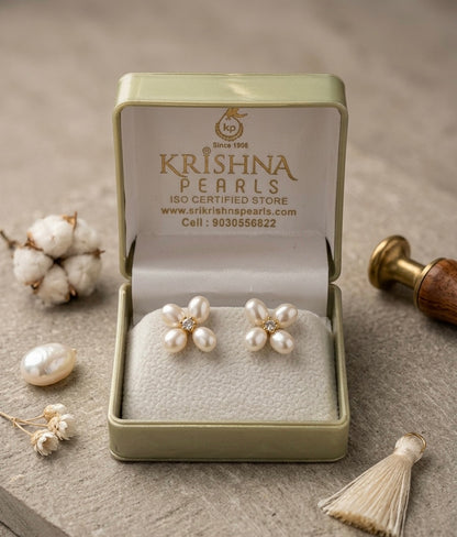 Four Pearls Studded Earrings