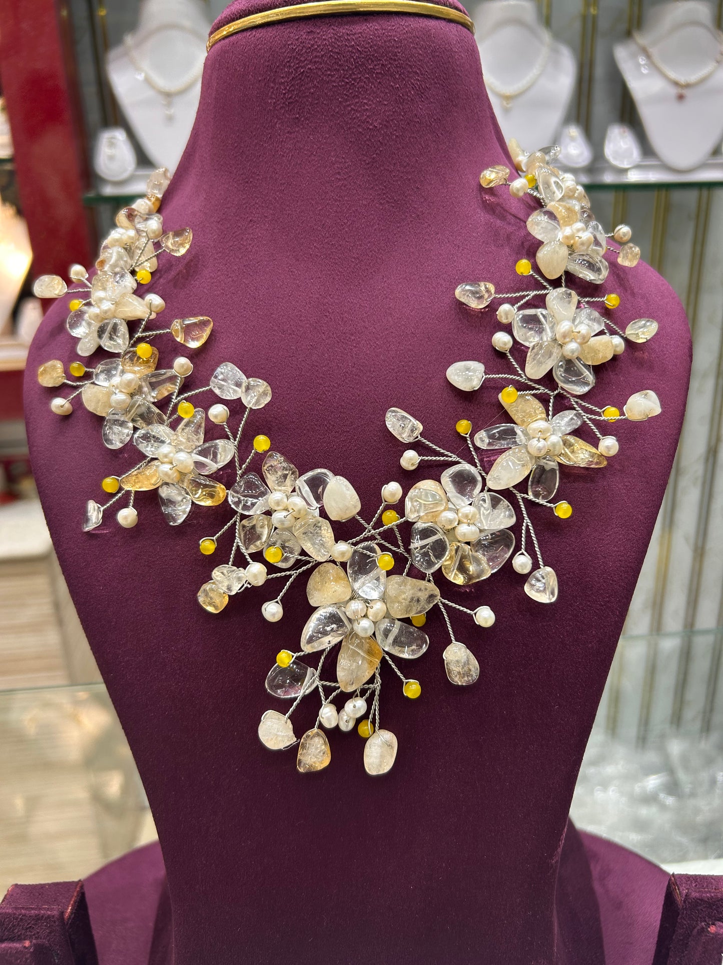 Spring/Summer Pearl Statement Necklace | Handcrafted Bridal & Festive Jewelry