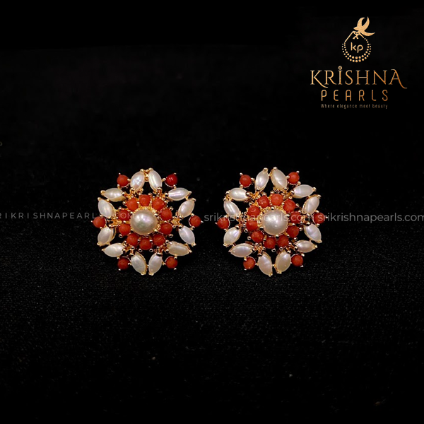 Classic Coral And Pearl Studs