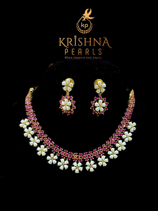 Designer Ruby & Pearl Studded Necklace