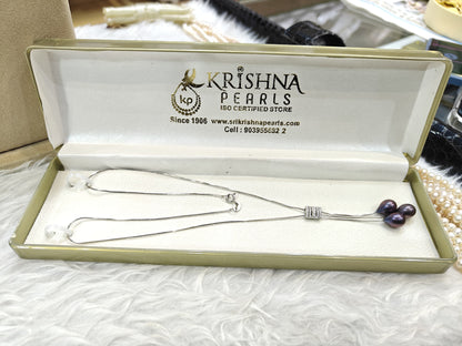 92.5 Silver Black Hues Pearls Chain