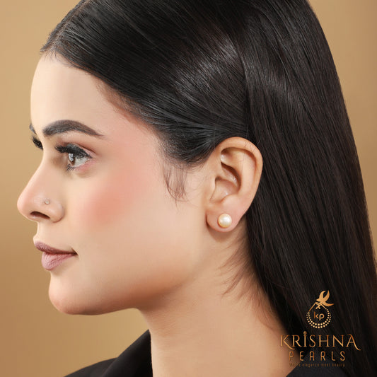 Light Pink Plain Pearl Studs