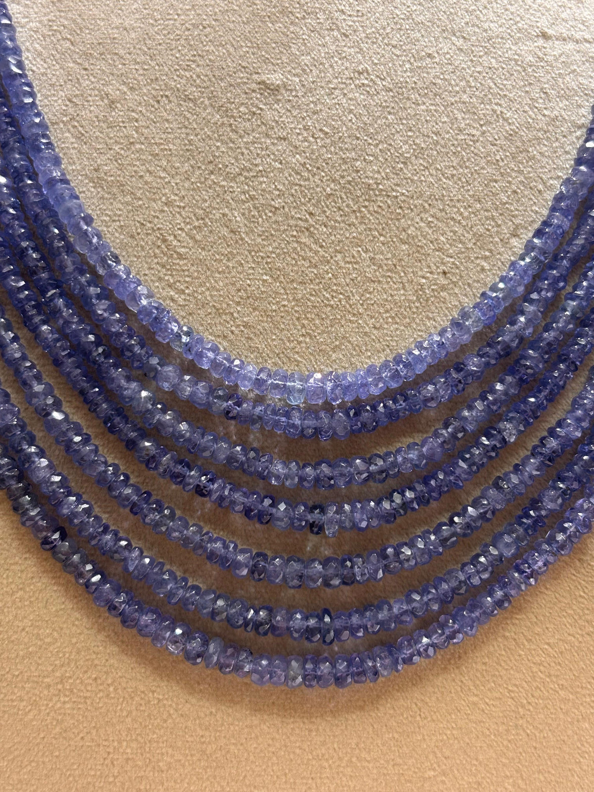 7-Strand Royal Violet-Blue Natural Tanzanite Faceted Bead Mala