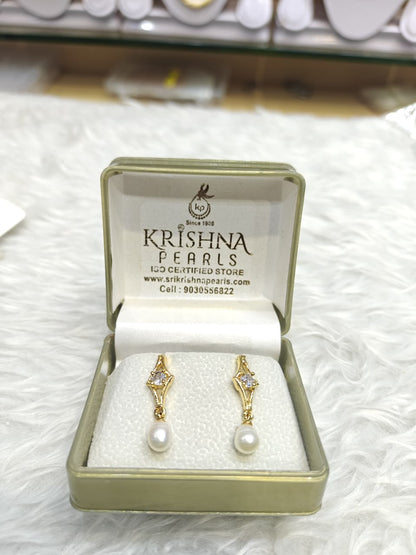 Beautiful Zircon Studded Pearl Drop Hanging