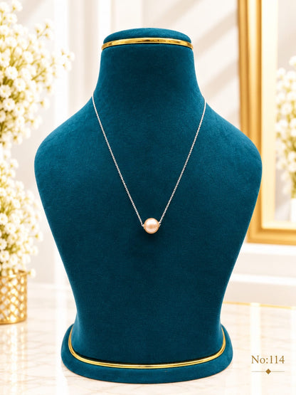 Elegant Peach Pink Pearl Adjustable Length Chain