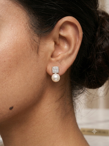92.5 Silver Cubic Zircon Pearls Studded Combo Set ( Necklace Set With Ring )