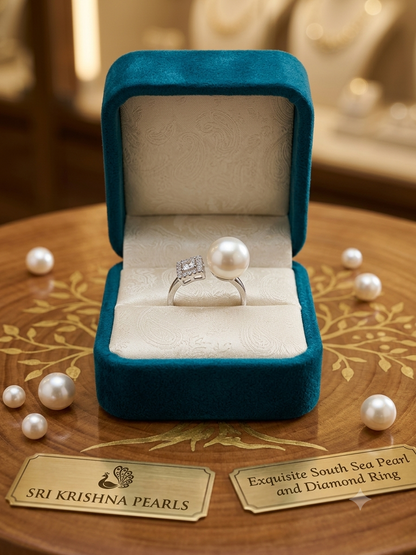 92.5 Silver Cubic Zircon Pearls Studded Combo Set ( Necklace Set With Ring )