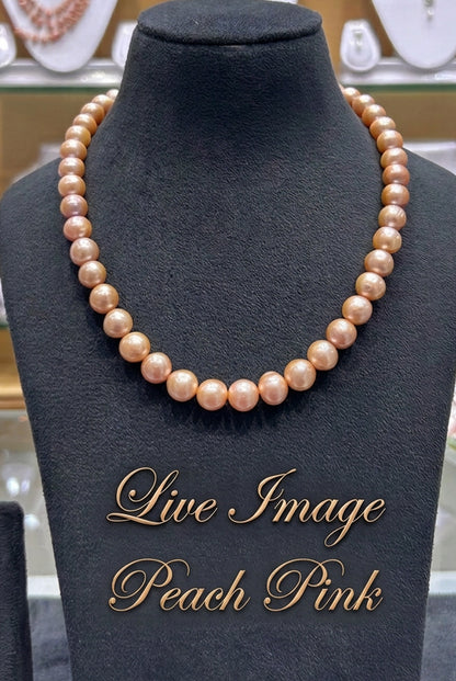 Royal Luxurious Round Pearls Pink Hues Necklace