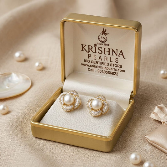 92.5 Silver Post pin Premium Quality Big Pearl Studds