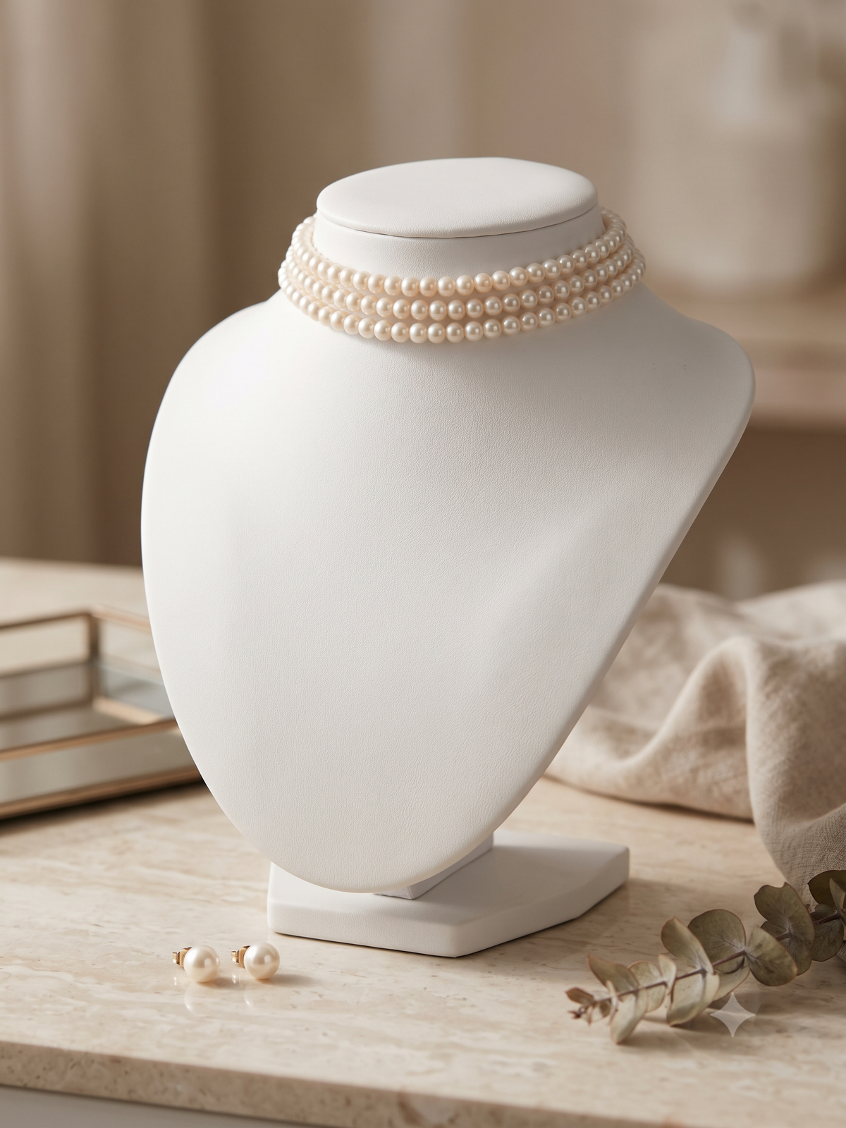 Round Pearls Three Layer Choker