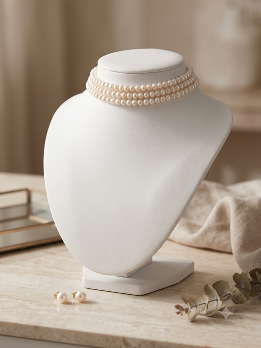 Round Pearls Three Layer Choker