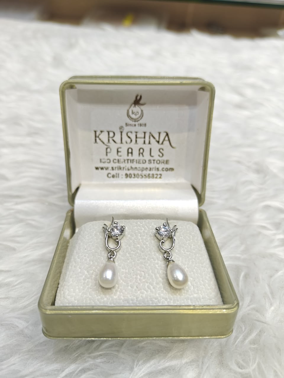 Adorable Diamond Studded Pearl Drop Hanging