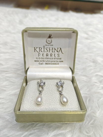 Adorable Diamond Studded Pearl Drop Hanging
