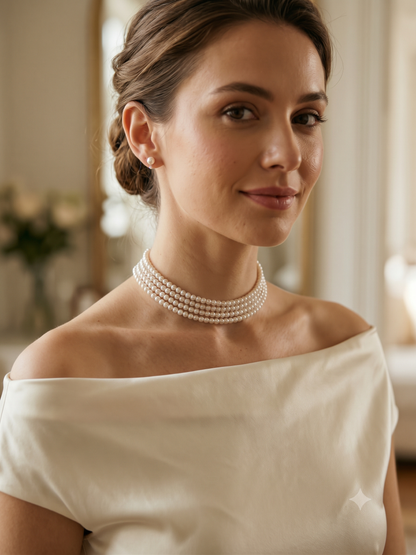 Round Pearls 4 Layered Minimalist Jewellery