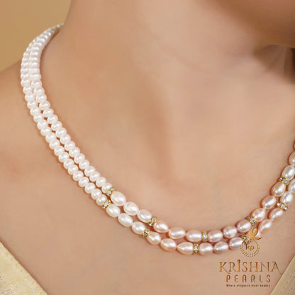 Elegant White & Pink Pearl Necklace