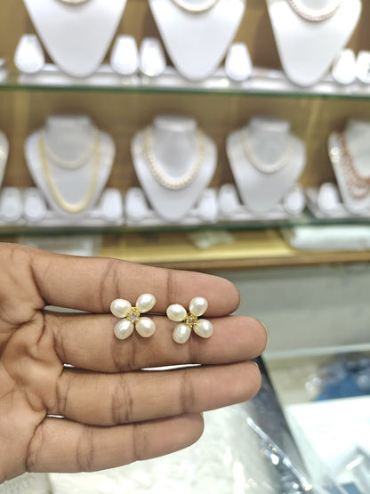 Four Pearls Studded Earrings