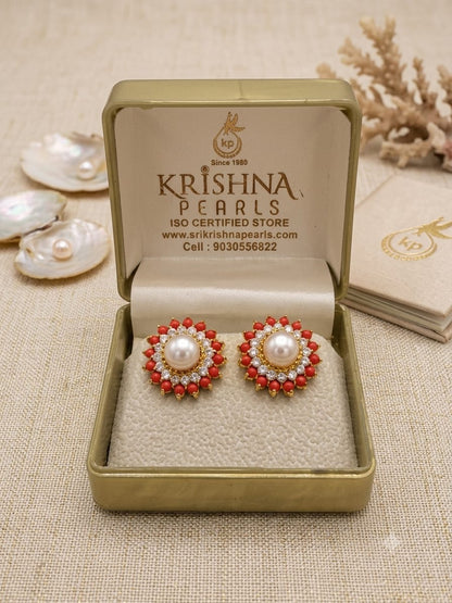 Big Pearl Coral Studds