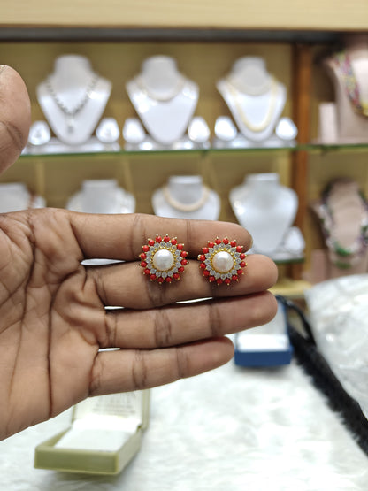 Big Pearl Coral Studds