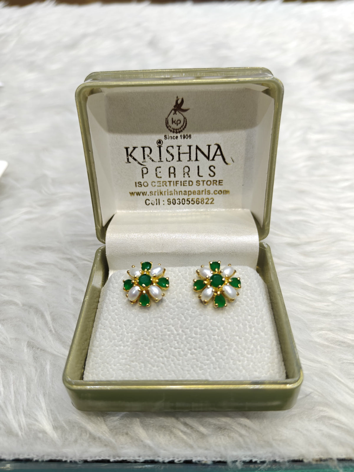 Emerald & Pearls Elegant Studds