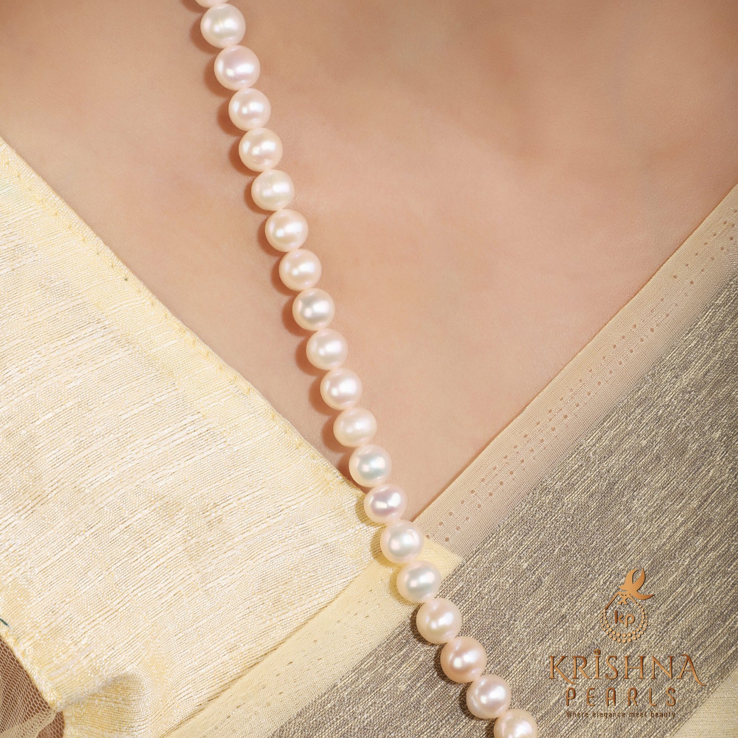 Gorgeous White Round Pearl Long Necklace