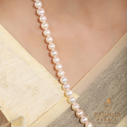 Gorgeous White Round Pearl Long Necklace