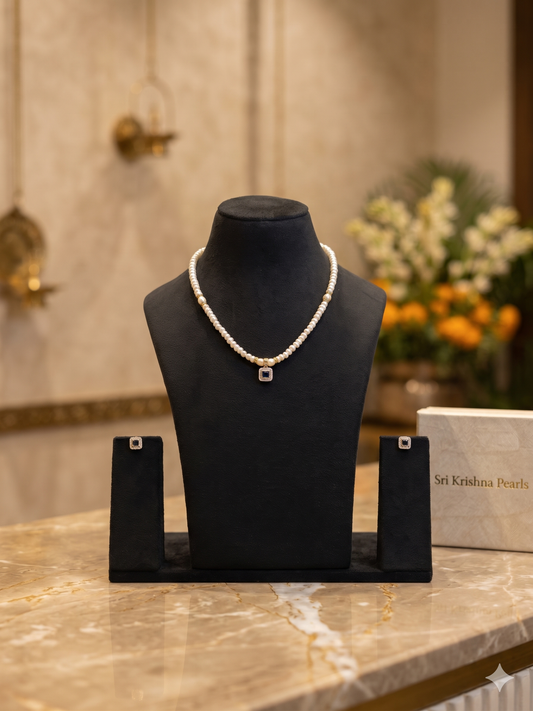 Beautiful Stone Studded Pendant Necklace Set