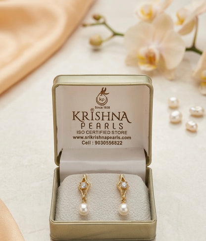 Beautiful Zircon Studded Pearl Drop Hanging