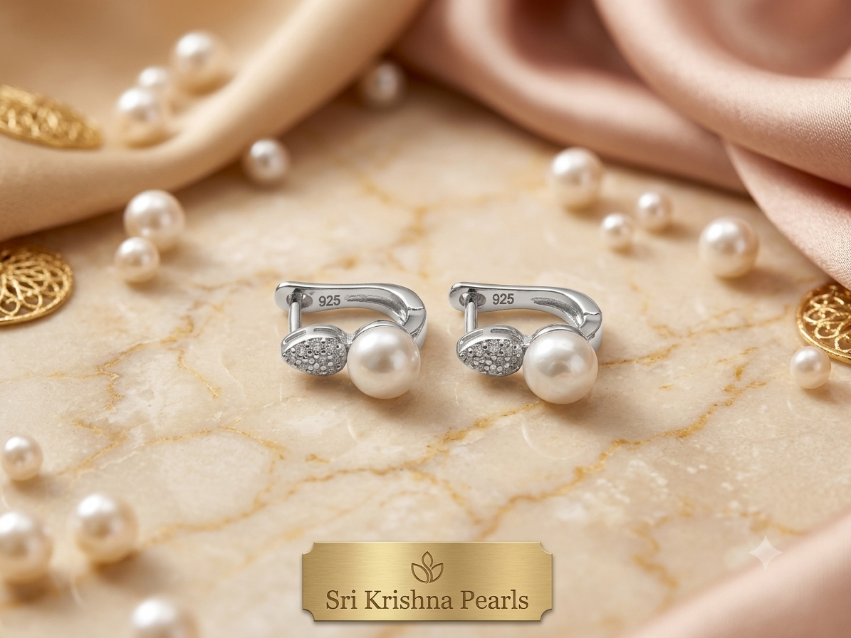 92.5 Silver Leaf Pattern Pearls Studded Combo Set ( Necklace Set with Ring )