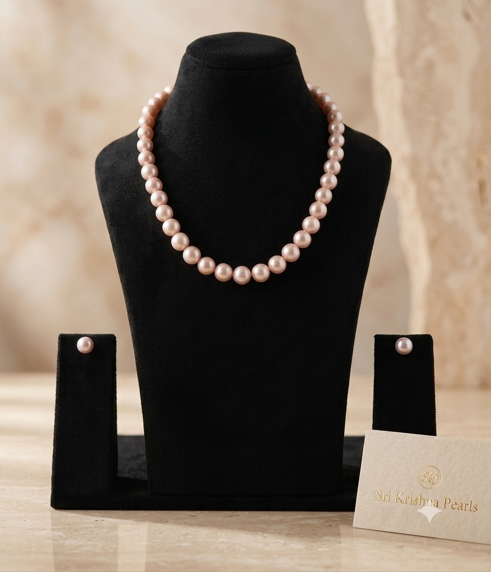 Royal Luxurious Round Pearls Pink Hues Necklace