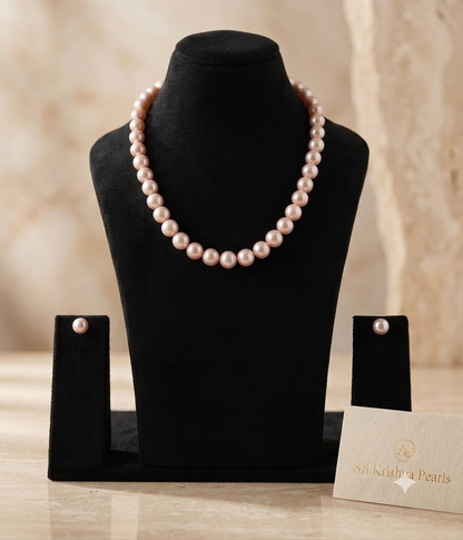 Royal Luxurious Round Pearls Pink Hues Necklace